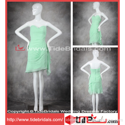 Stunning Pettite Light Green Strapless Custom Chiffon Short Bridesmaid Dress (11351)